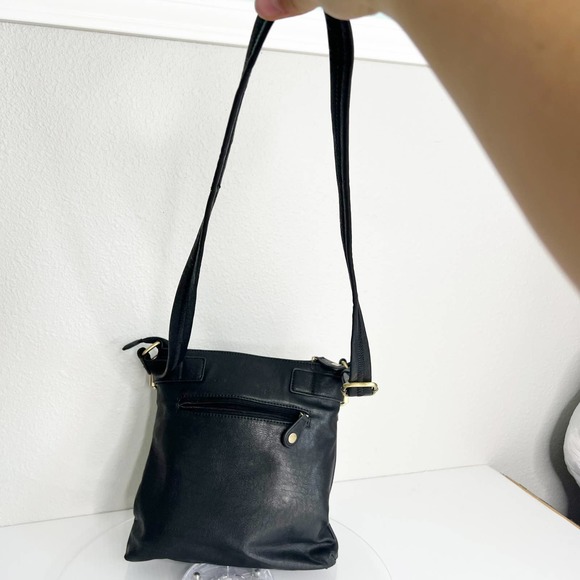 Black Zip Top Adjustable Crossbody Strap Shoulder Bag - Picture 6 of 9